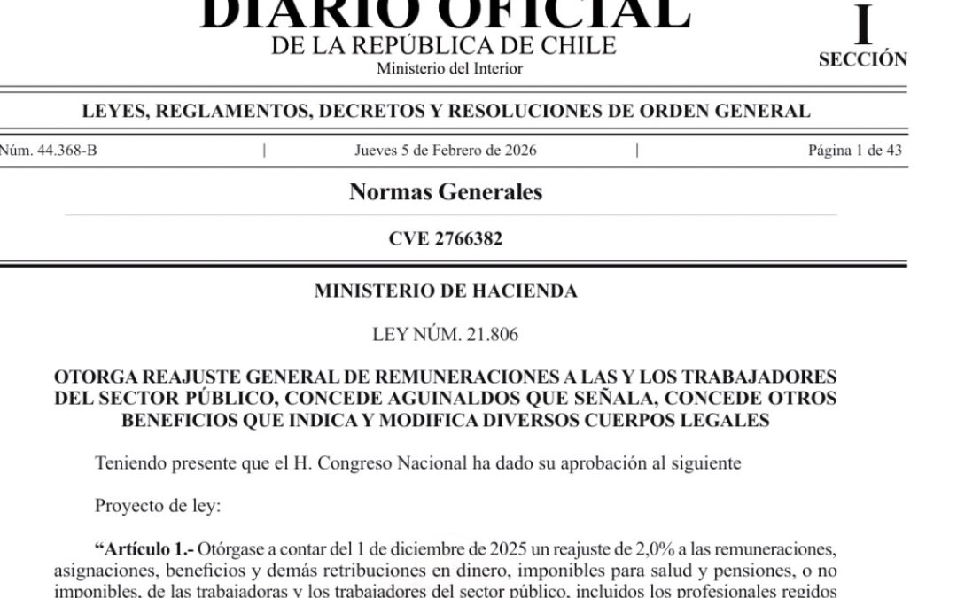 OTORGA REAJUSTE GENERAL DE REMUNERACIONES A LAS Y LOS TRABAJADORES DEL SECTOR PÚBLICO, CONCEDE AGUINALDOS QUE SENALA, CONCEDE OTROS BENEFICIOS QUE INDICA Y MODIFICA DIVERSOS CUERPOS LEGALES