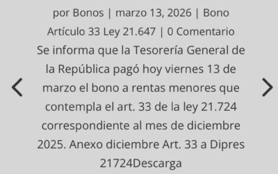 Pago de Bono Mensual diciembre 2025 art. 33 Ley 21.724